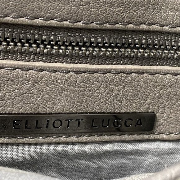 ELLIOTT LUCCA Leather Gray Woven Envelope Rectangle Flip Handbag Clutch Purse - Picture 7 of 10